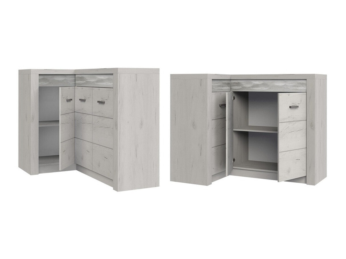 Sarokszekrény Indianapolis (Nadia N15) O, Szín: Kézműves fehér, Led világítás: Igen