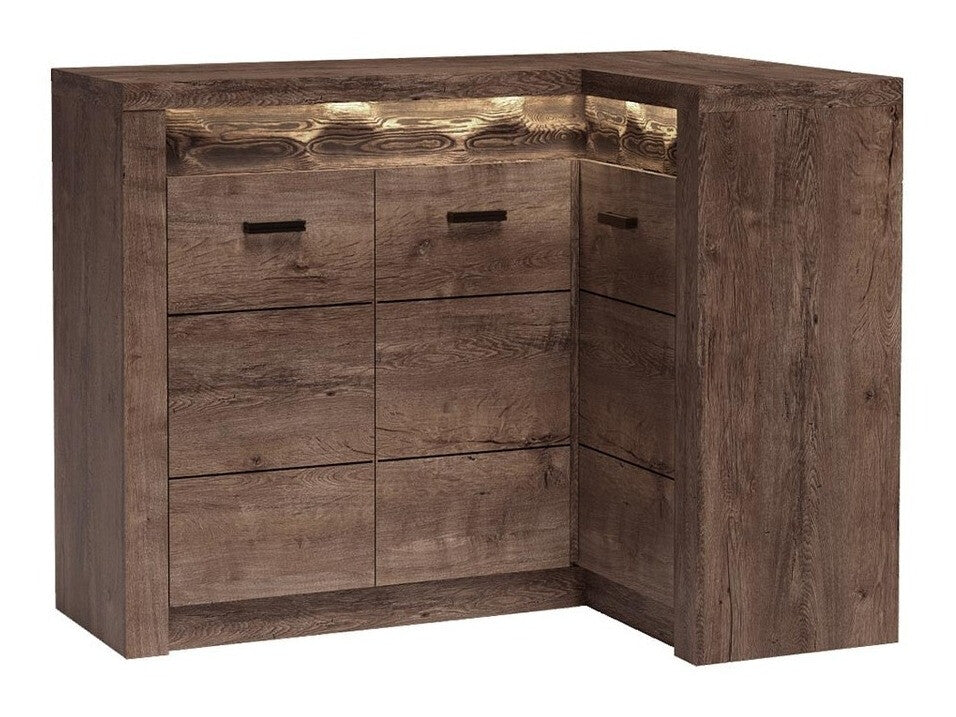 Sarokszekrény Indianapolis (Nadia N15) K, Szín: Sötét kőris, Led világítás: Igen