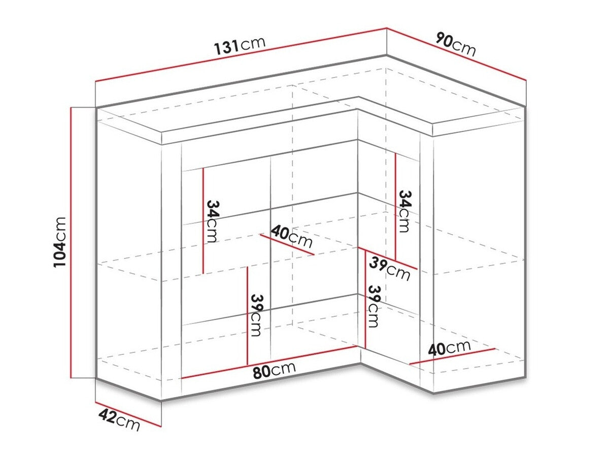 Sarokszekrény Indianapolis (Nadia N15) K, Szín: Kőrisfa, Led világítás: Nem
