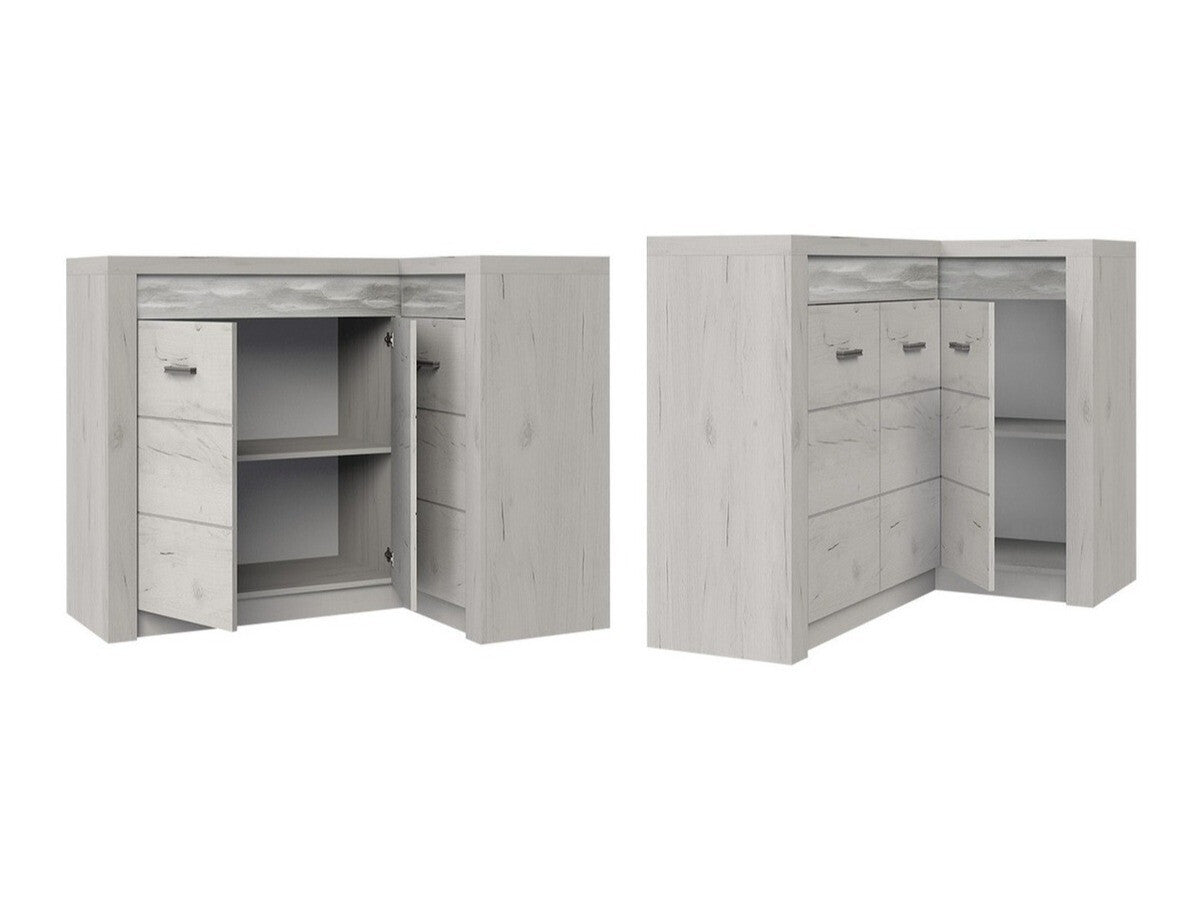 Sarokszekrény Indianapolis (Nadia N15) K, Szín: Kézműves fehér, Led világítás: Nem