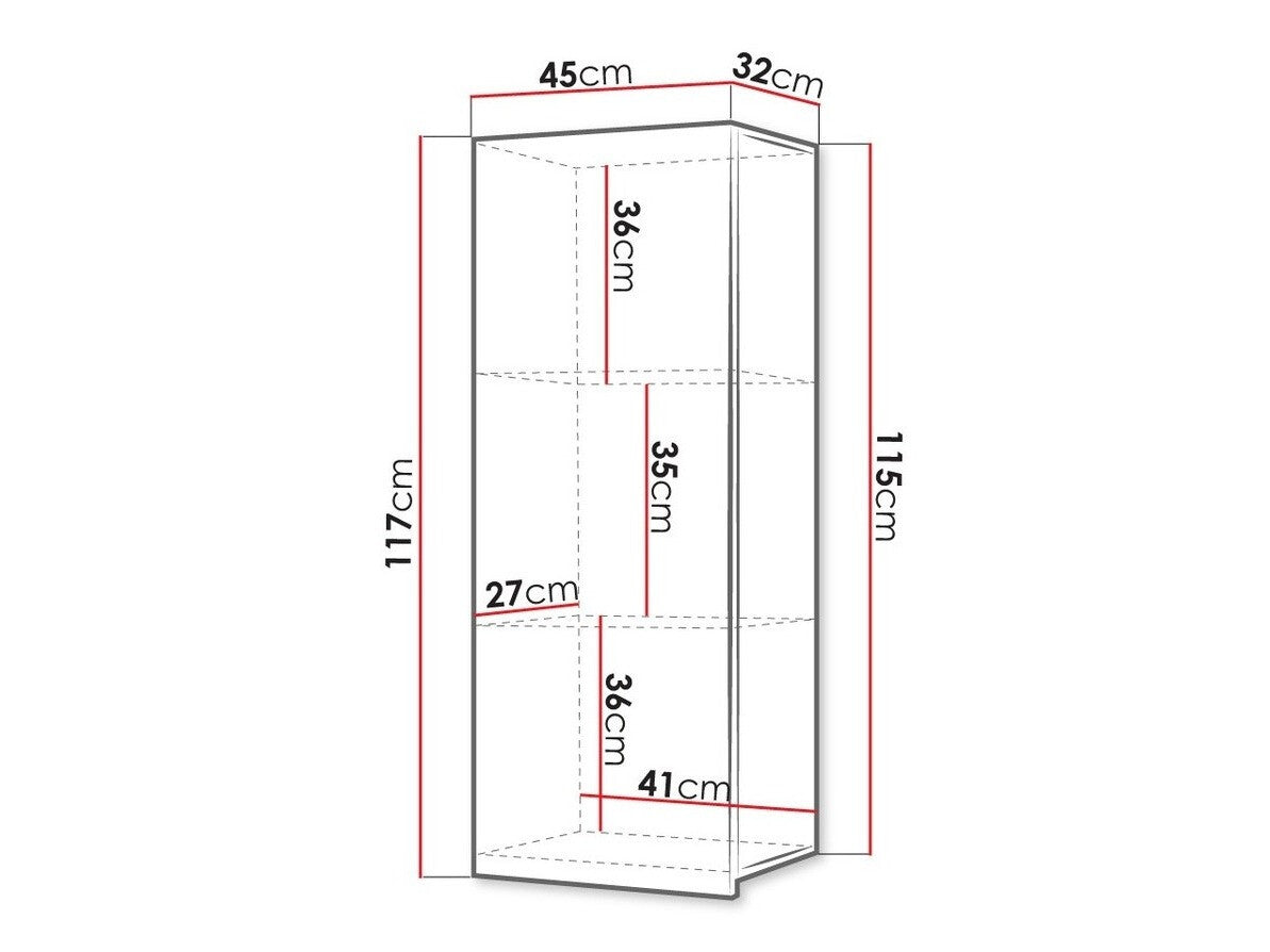 Fali szekrény Calabrini (Bralani BR11), Szín: Fehér + Fényes fehér