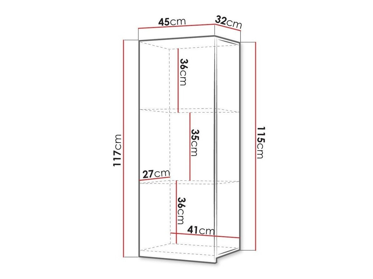 Fali szekrény Calabrini (Bralani BR11), Szín: Fekete + Fényes fekete
