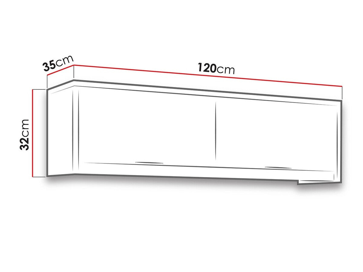 Fali szekrény Denver (Verdek SZWISZ VD14), Led világítás: Nem, Szín: Monastery tölgy + Fényes fekete