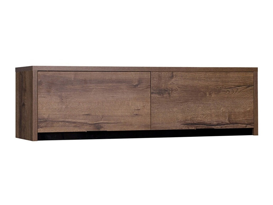 Fali szekrény Denver (Verdek SZWISZ VD14), Led világítás: Igen, Szín: Monastery tölgy + Fényes fekete