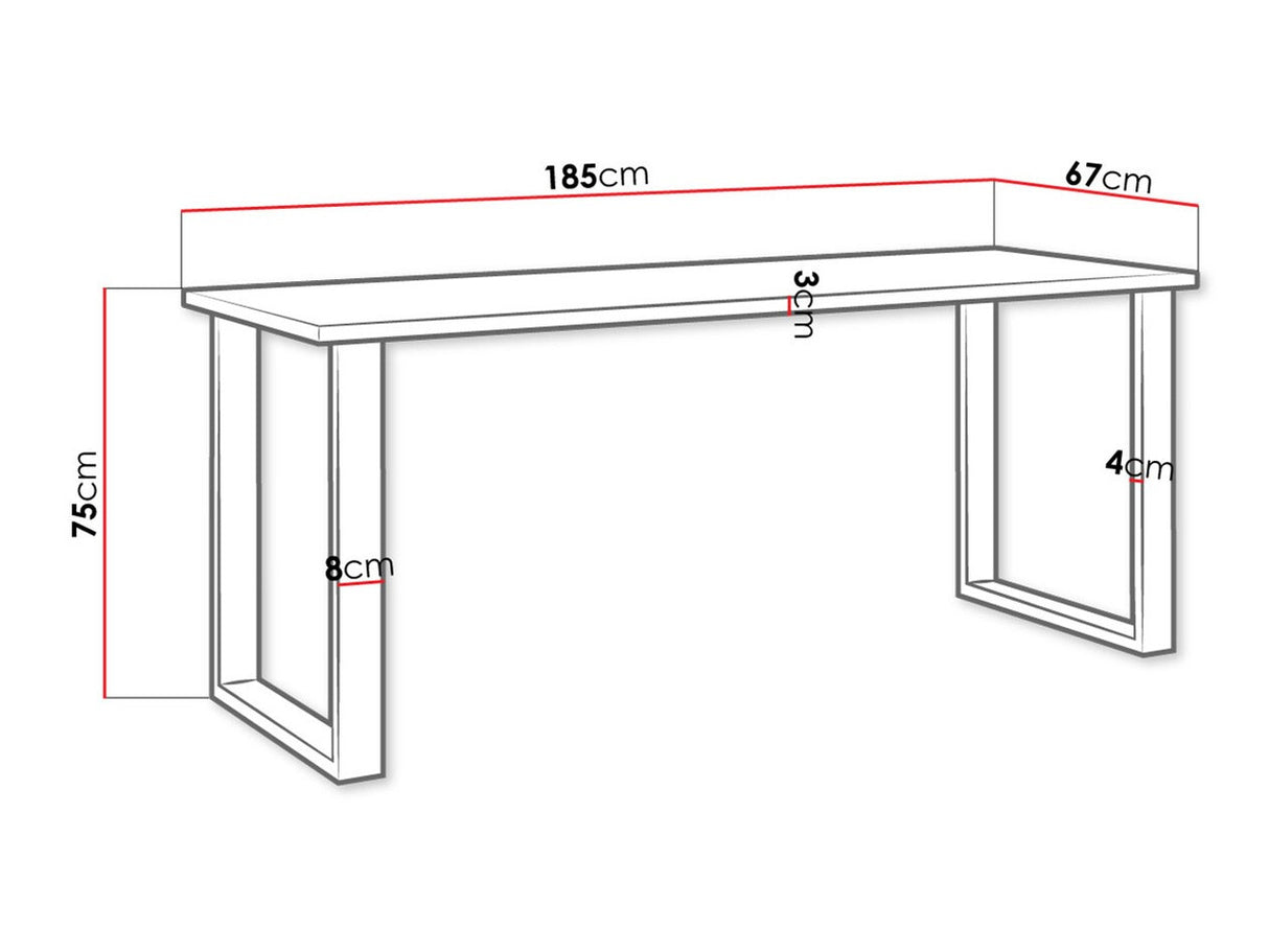 Asztal IMPERIAL (Wawik) 185x67, Szín: Artisan tölgy + Fekete