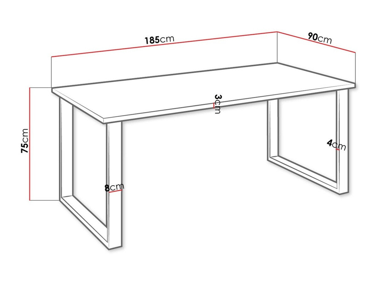 Asztal IMPERIAL (Wawik) 185x90, Szín: Lándzsa tölgy + Fekete