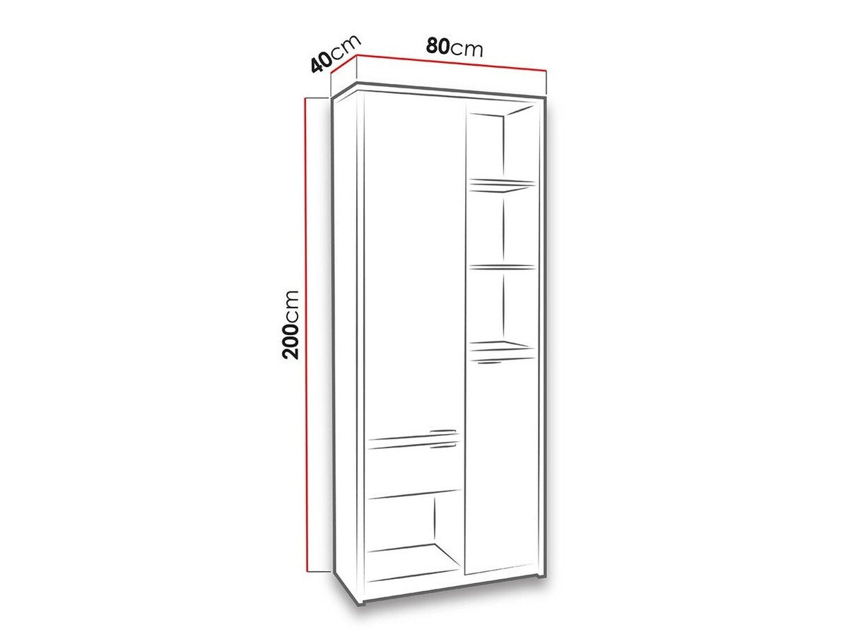 Könyvespolc Denver (Verdek R2D1SZ VD08), Szín: Monastery tölgy + Fényes fekete