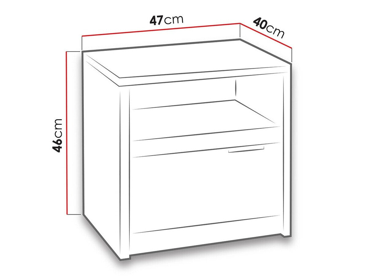 Éjjeliszekrény Denver (Verdek VD11), Szín: Monastery tölgy + Fényes fekete
