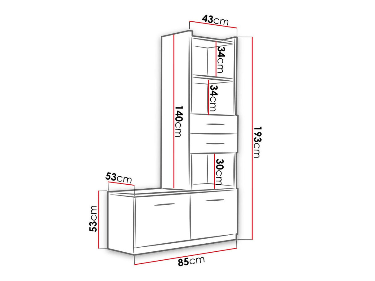 Könyvespolc RAJ (Paradise PD4), Szín: Fehér + Fényes rózsaszínű