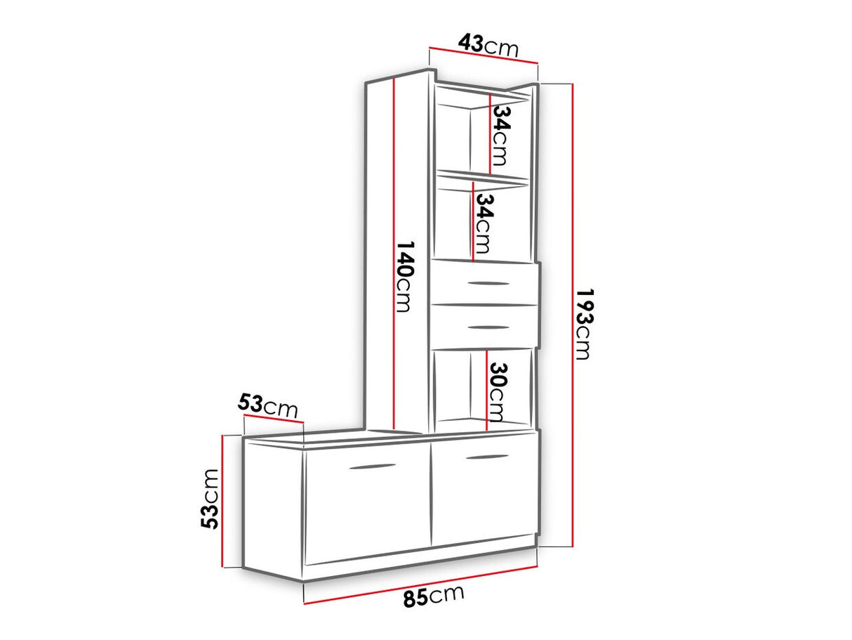 Könyvespolc RAJ (Paradise PD4), Szín: Fehér + Fényes fehér