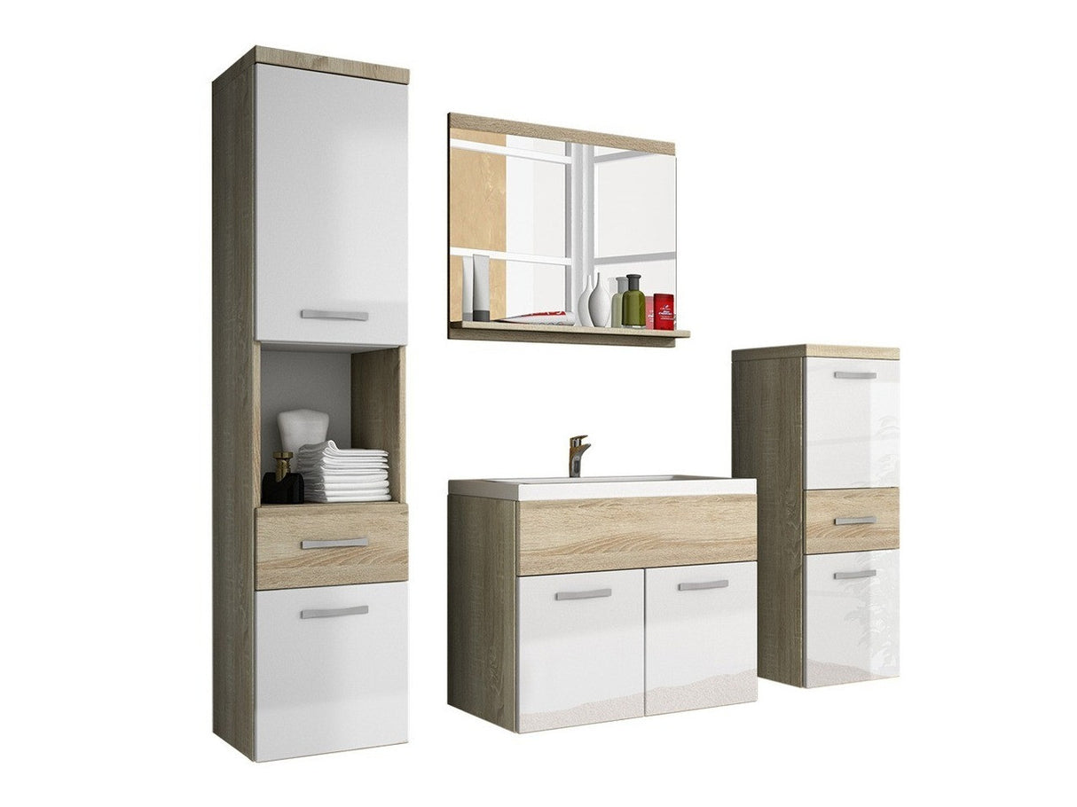 Fürdőszoba garnitúra Alba / bella (Lumia), Szín: Sonoma tölgy + Fényes fehér