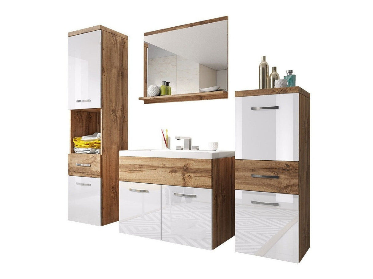 Fürdőszoba garnitúra Alba / bella (Lumia), Szín: Wotan tölgy + Fényes fehér