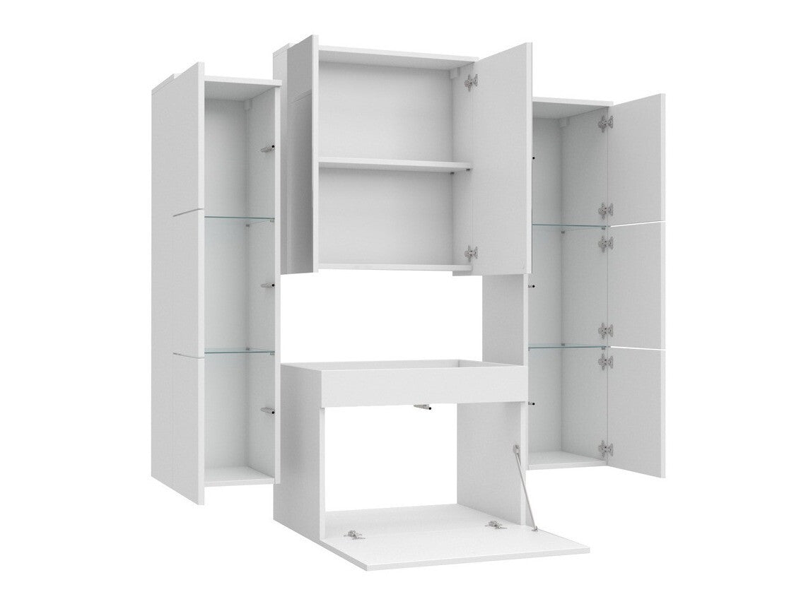 Fürdőszoba garnitúra Porto (Mandy), Led világítás: Nem, Mosdókagyló: Nem, Szín: Fehér + Fényes fehér