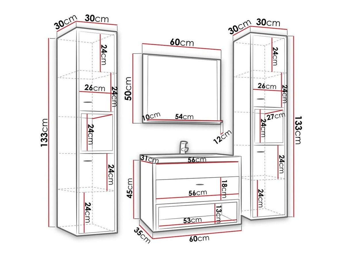 Fürdőszoba garnitúra Zestaw łazienkowy OLIER II, Szín: Artisan tölgy + Fekete, Mosdókagyló: Igen