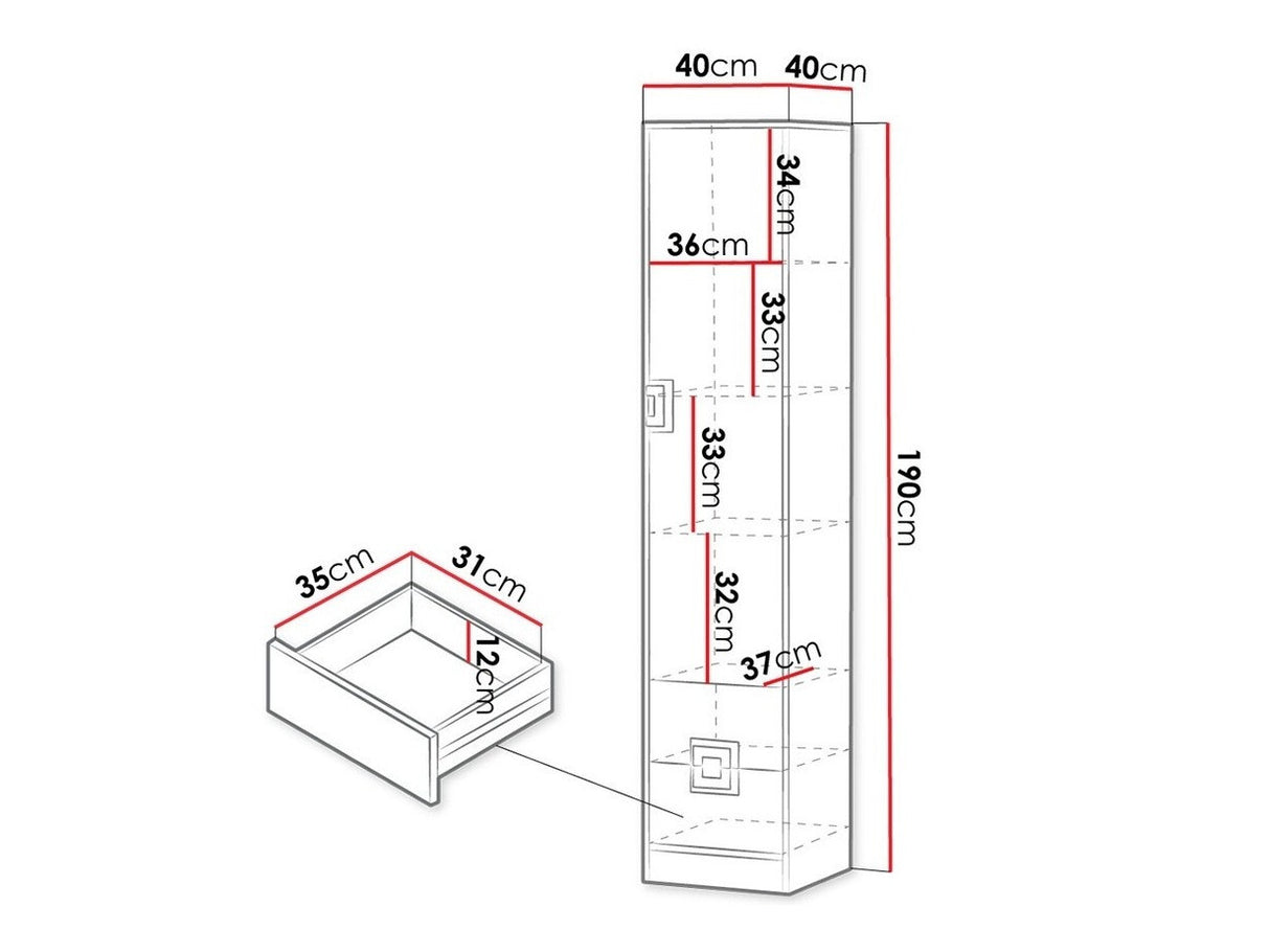 Könyvespolc Nico (Niczi NI05), Szín: Világos tölgy + Fehér