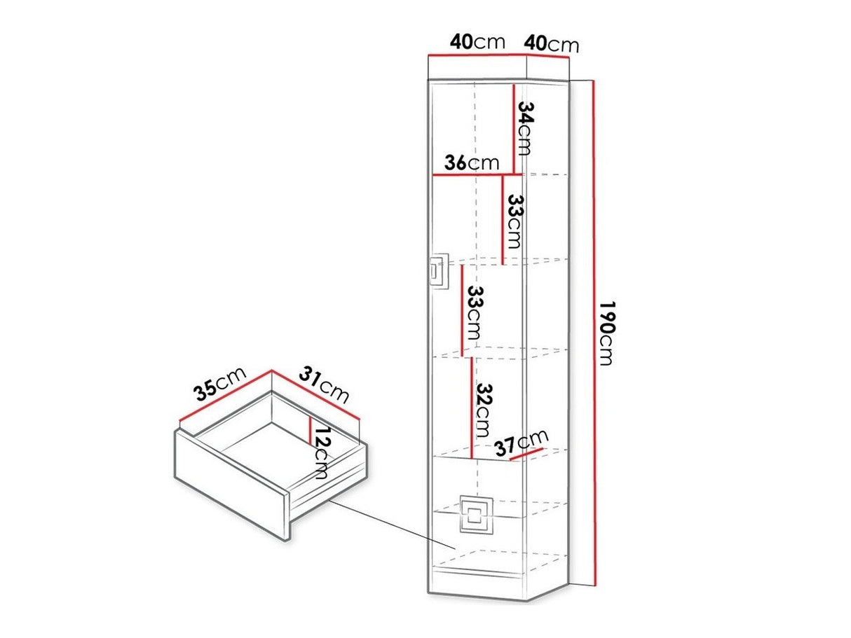 Könyvespolc Nico (Niczi NI05), Szín: Világos tölgy + Fehér + Türkiz