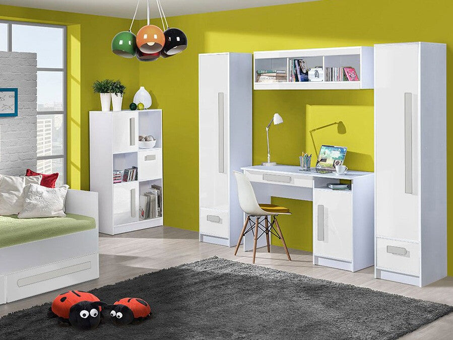 Könyvespolc Guliver 80 (Raliv RL07), Szín: Fehér + Fényes fehér + Szürke