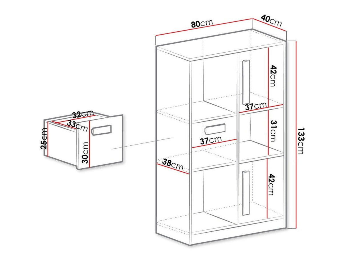 Könyvespolc Guliver 80 (Raliv RL07), Szín: Fehér + Fényes Türkiz