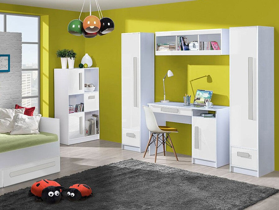 Könyvespolc Guliver 40 (Raliv RL04), Szín: Fehér + Fényes fehér + Szürke