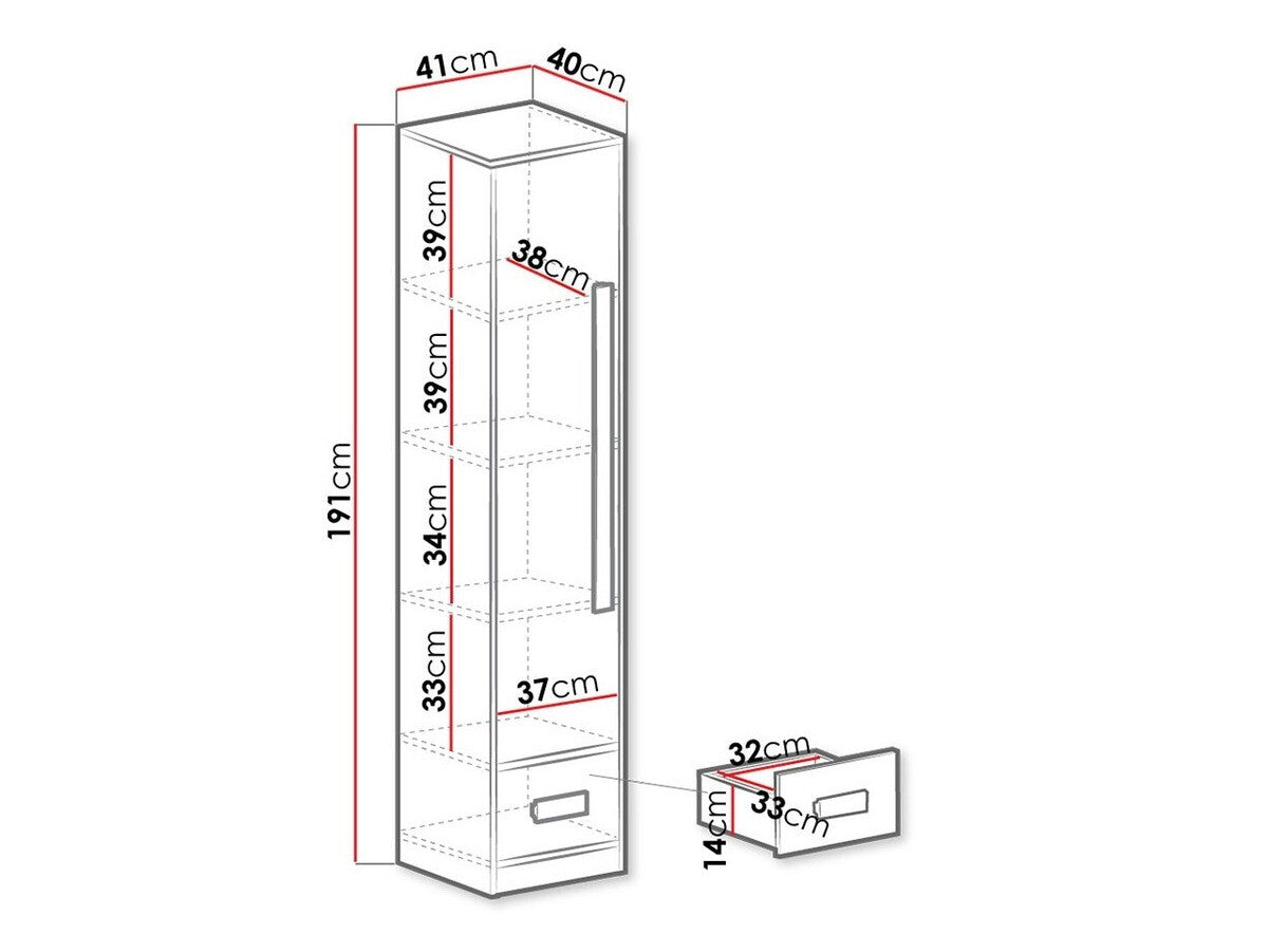 Könyvespolc Guliver 40 (Raliv RL04), Szín: Fehér + Fényes fehér + Szürke