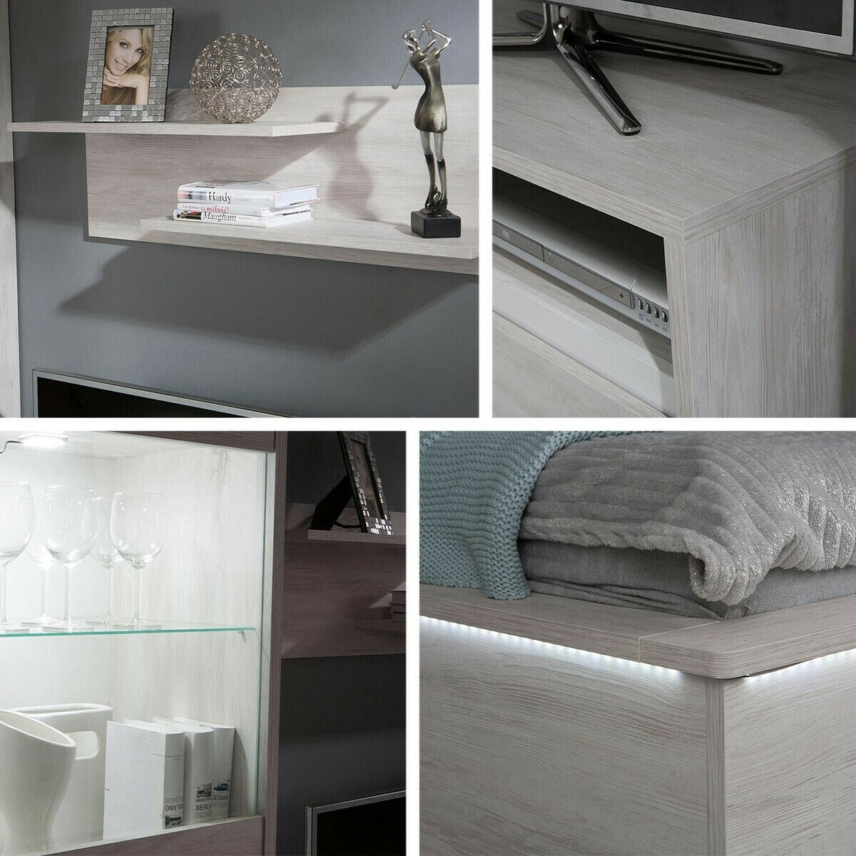 Irodai garnitúra Denver (Verdek III), Led világítás: Igen, Szín: Monastery tölgy + Fényes fekete