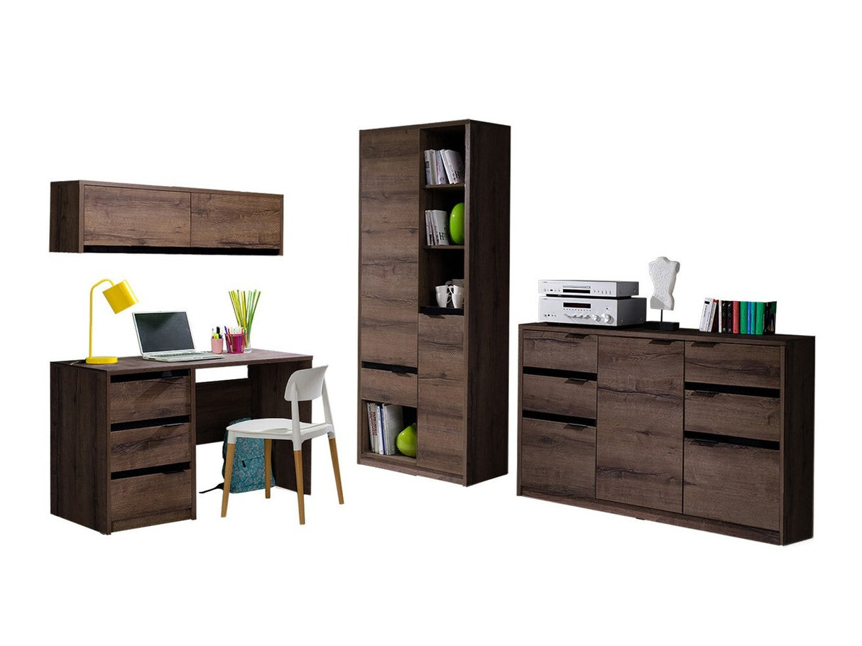 Irodai garnitúra Denver (Verdek III), Led világítás: Nem, Szín: Monastery tölgy + Fényes fekete