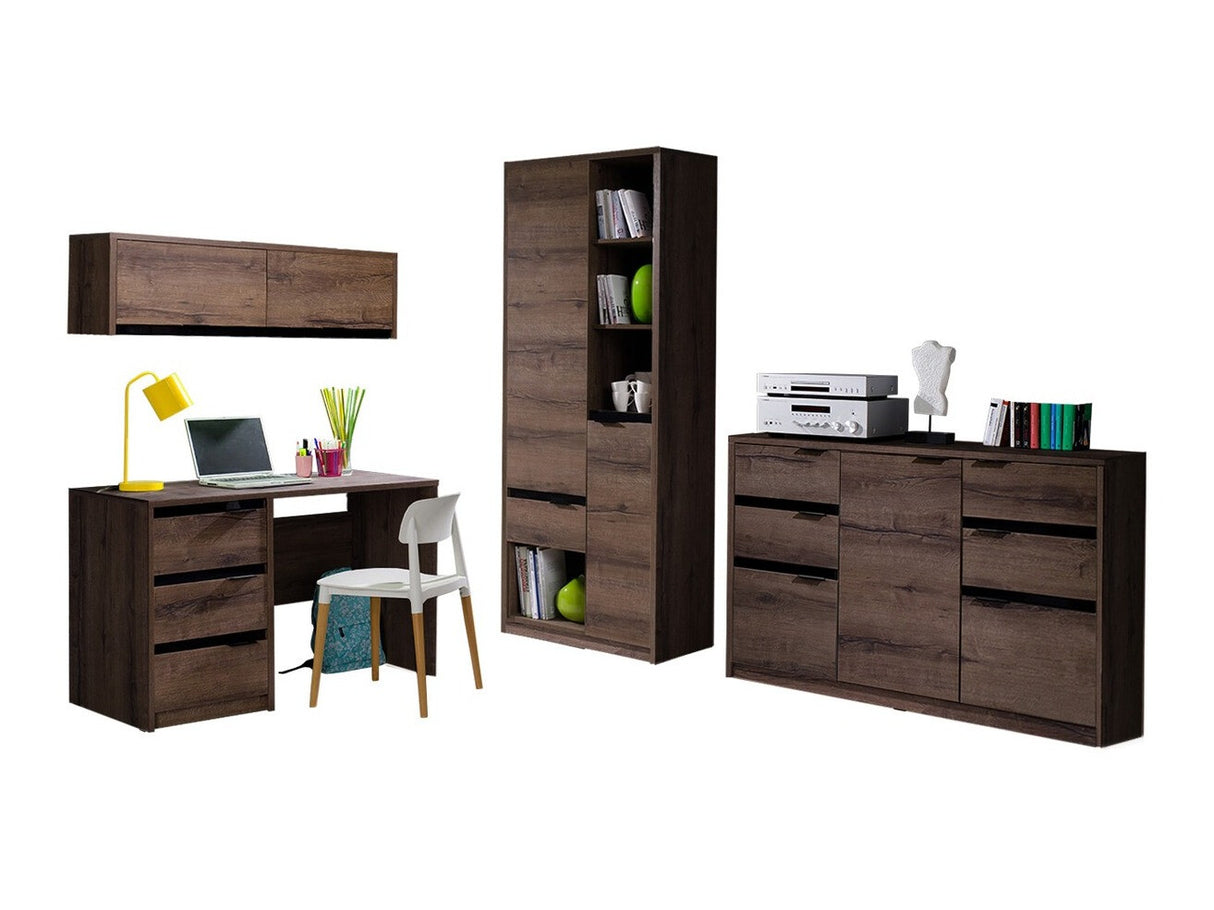 Irodai garnitúra Denver (Verdek III), Led világítás: Igen, Szín: Monastery tölgy + Fényes fekete