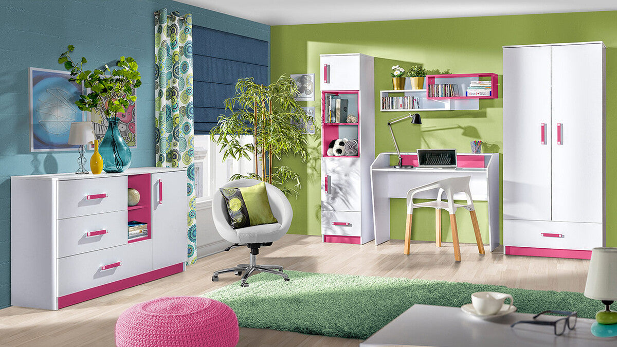 Könyvespolc Trafiko 45 (Tofiko 45 TO04), Szín: Fehér + Rózsaszín