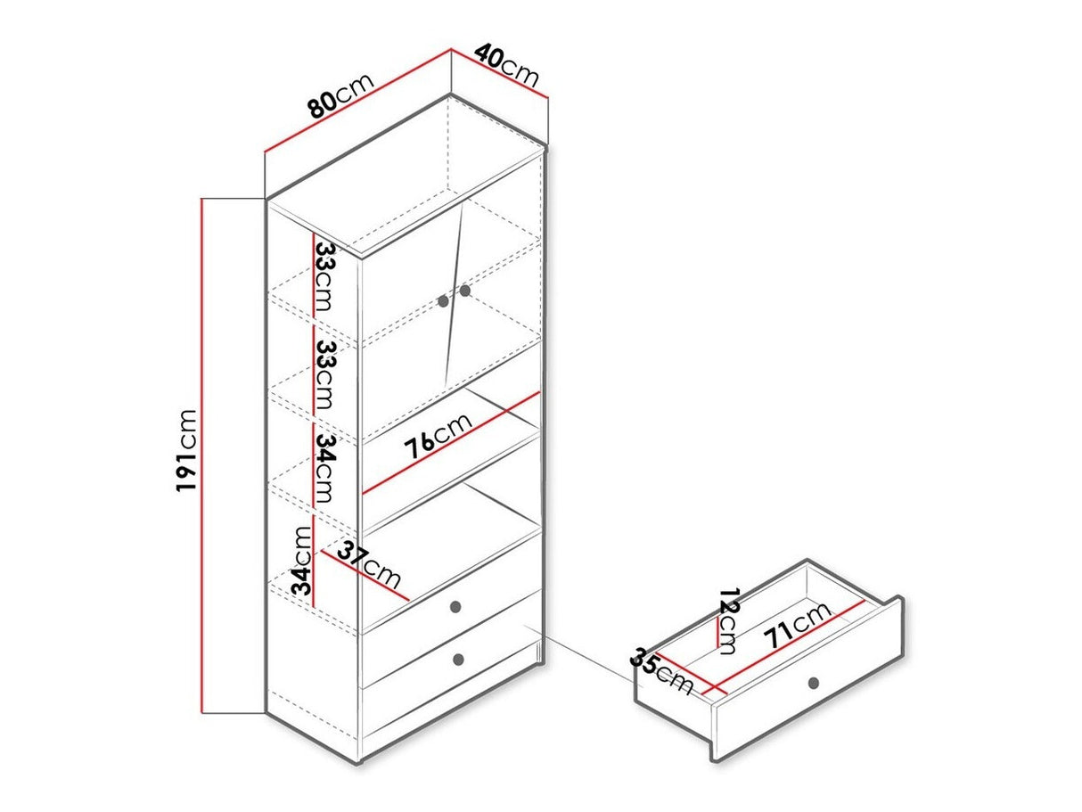 Könyvespolc Nero 4 (Wurak), Szín: Artisan tölgy + Fehér