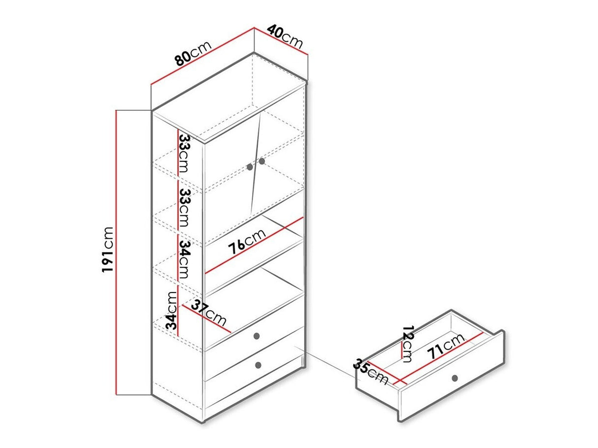 Könyvespolc Nero 4 (Wurak), Szín: Artisan tölgy + Fehér + Szürke