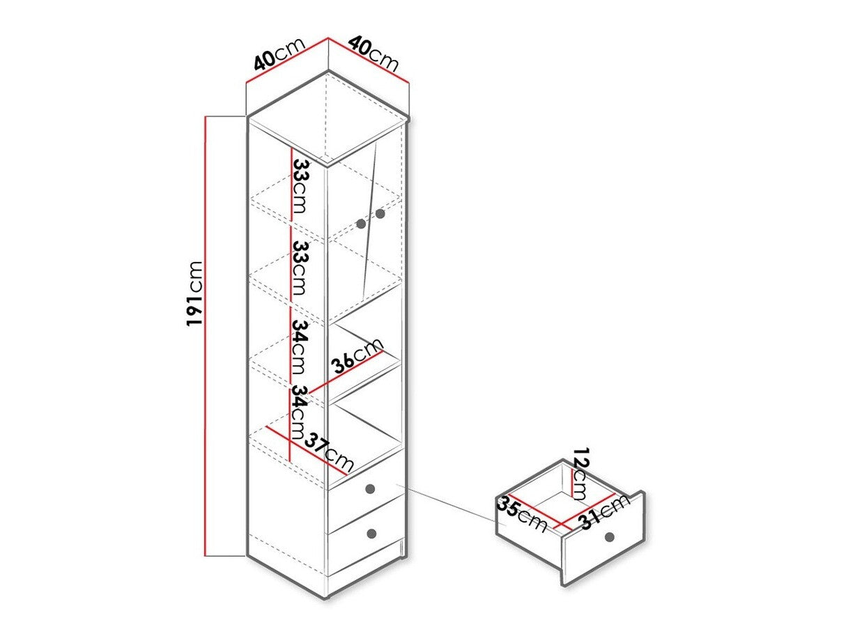 Könyvespolc Nero 5 (Wurak), Szín: Artisan tölgy + Fehér