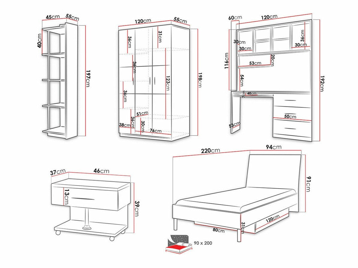 Gyerekszoba garnitúra (Paradise III), Szín: Fényes fehér + Fényes rózsaszínű