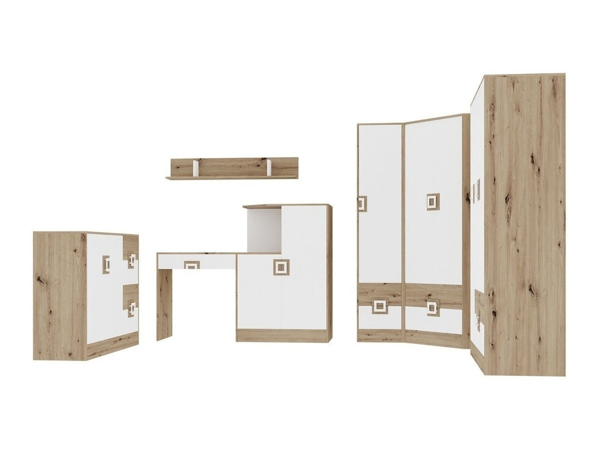 Bútorkészlet Nico (Niczi V), Szín: Világos tölgy + Fehér