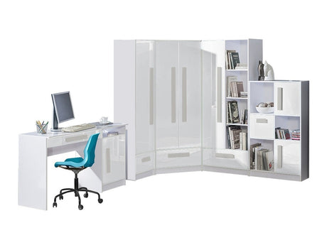 Gyerekszoba garnitúra Guliver III (Raliv III), Szín: Fehér + Fényes fehér + Szürke