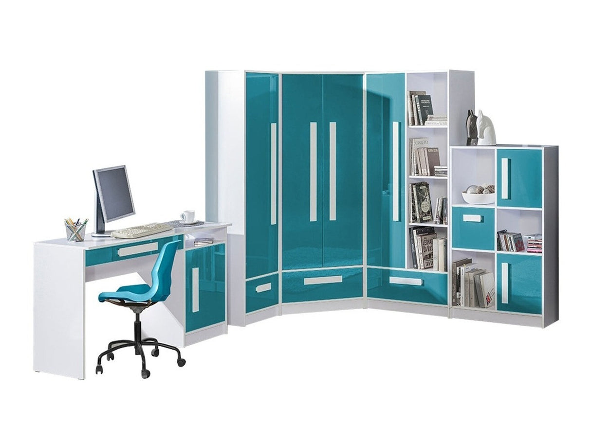 Gyerekszoba garnitúra Guliver III (Raliv III), Szín: Fehér + Fényes Türkiz