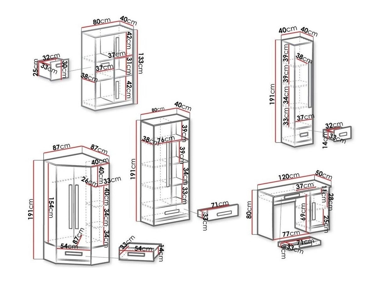 Gyerekszoba garnitúra Guliver III (Raliv III), Szín: Fehér + Fényes Türkiz