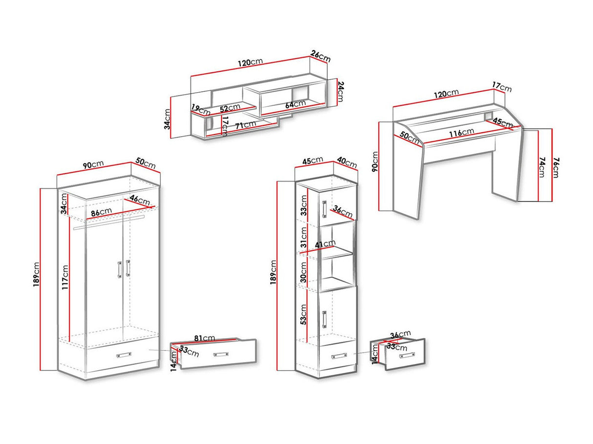 Gyerekszoba garnitúra Trafiko I (Tofiko I), Szín: Fehér + Türkiz