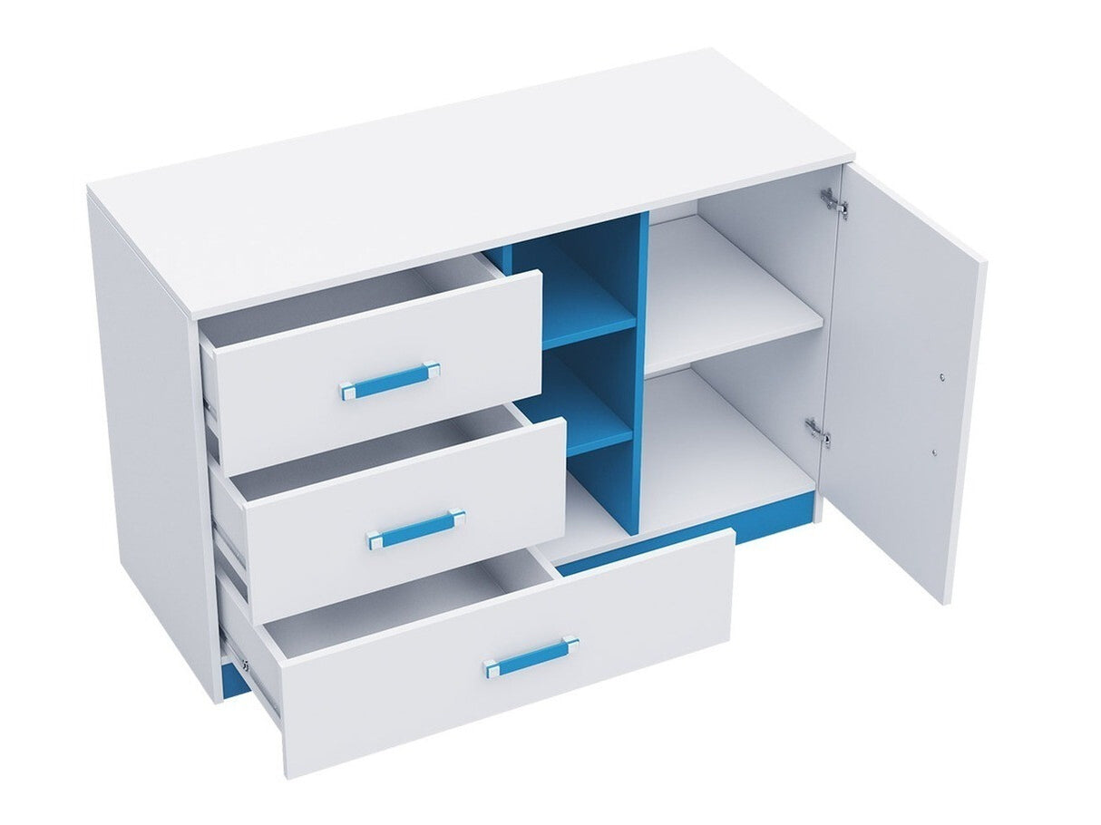 Gyerekszoba garnitúra Trafiko IV (Tofiko IV), Szín: Fehér + Türkiz