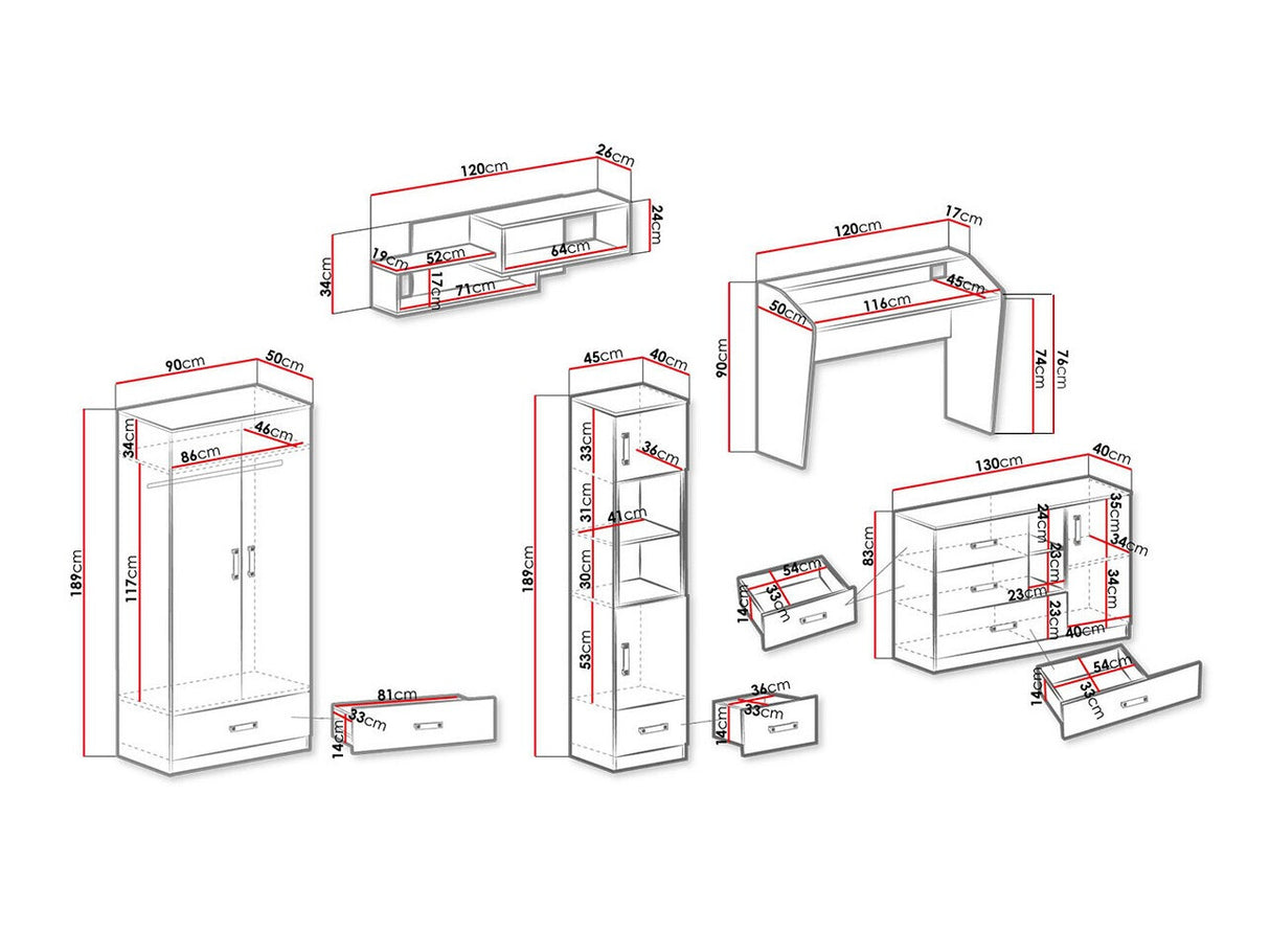 Gyerekszoba garnitúra Trafiko IV (Tofiko IV), Szín: Fehér + Türkiz