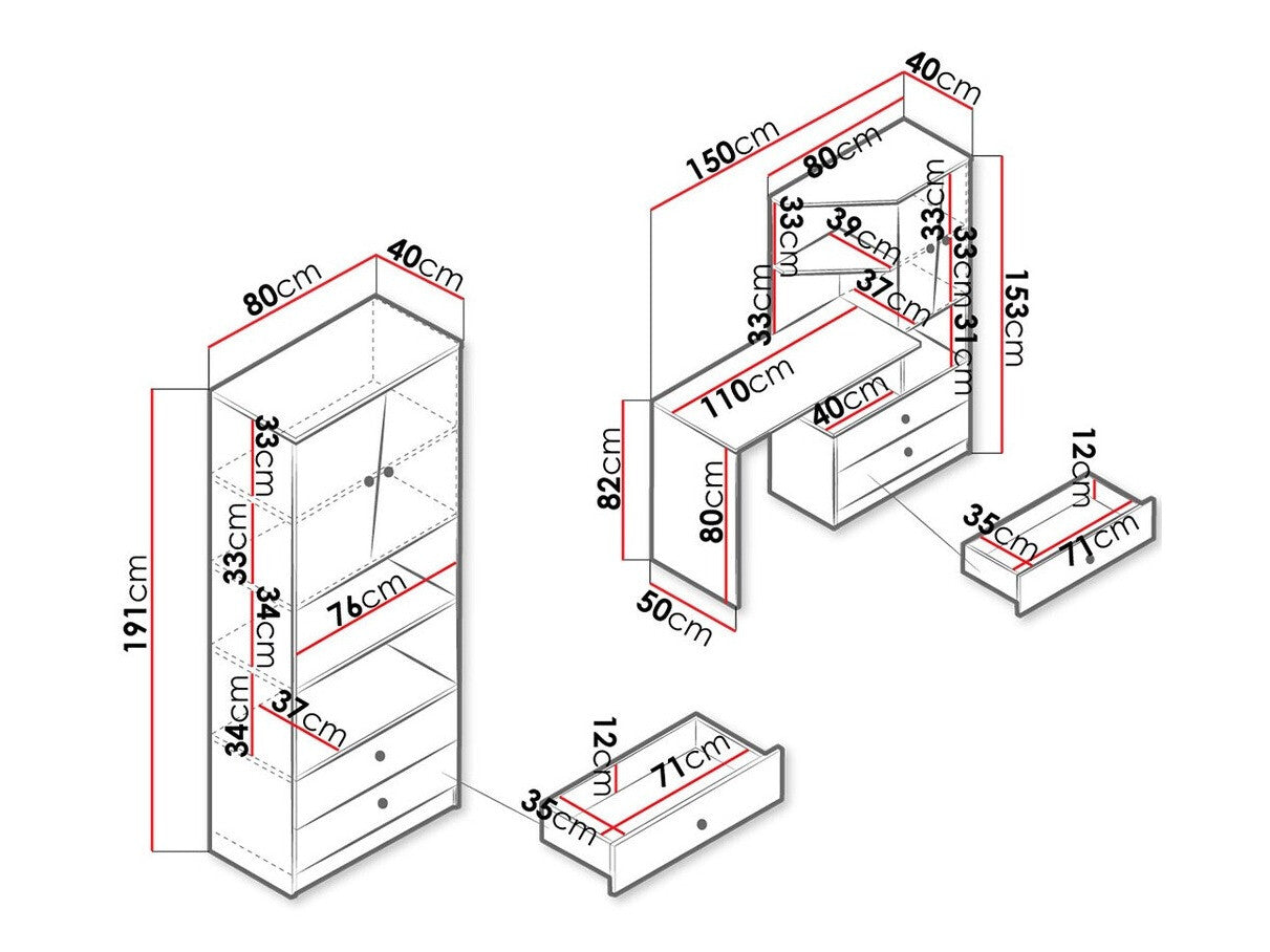 Bútorkészlet Nero III (Wurak), Szín: Artisan tölgy + Fehér