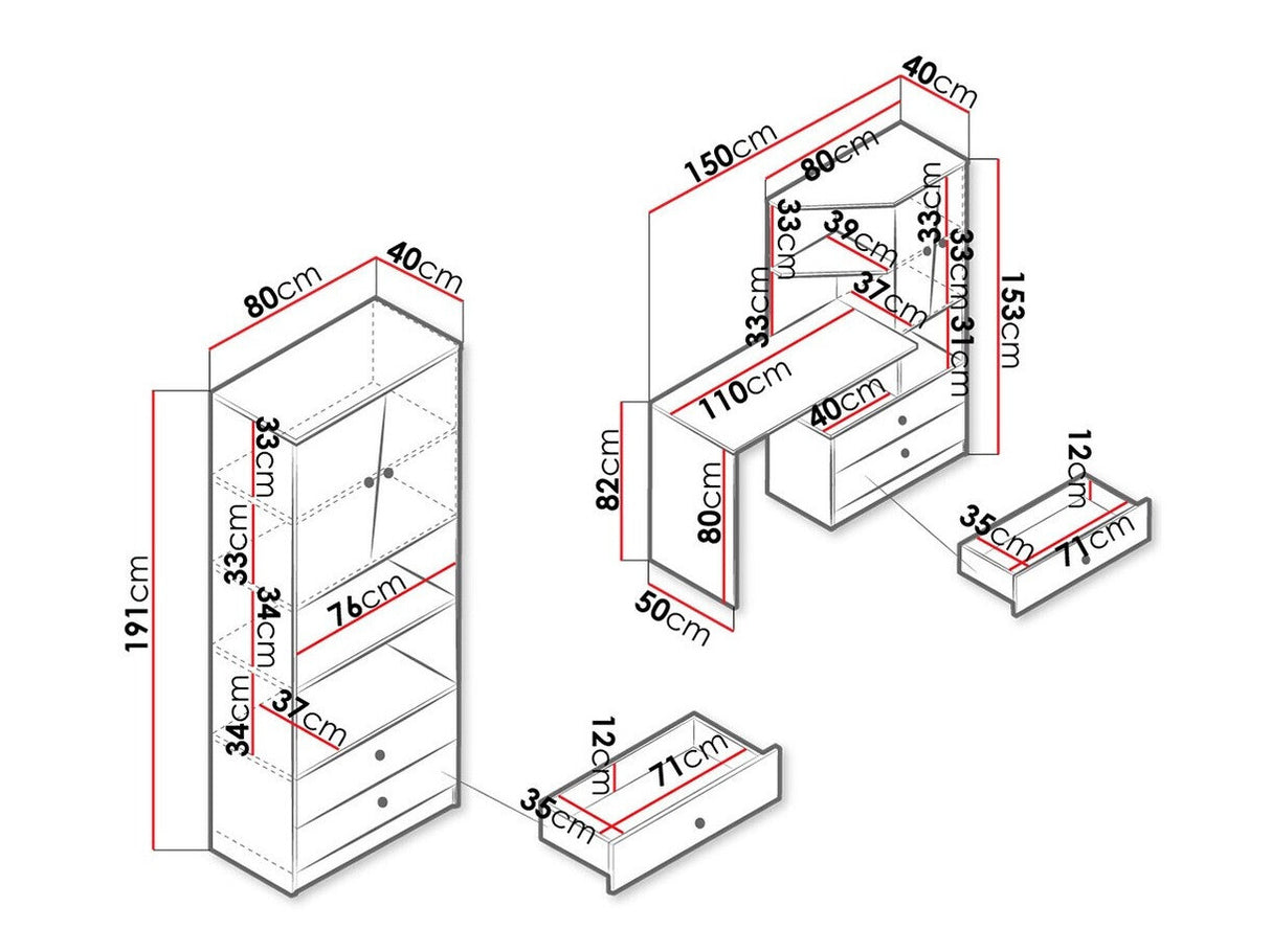 Bútorkészlet Nero III (Wurak), Szín: Artisan tölgy + Fehér + Szürke