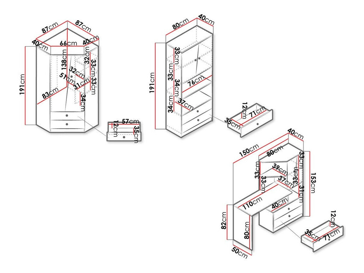 Bútorkészlet Nero IV (Wurak), Szín: Artisan tölgy + Fehér
