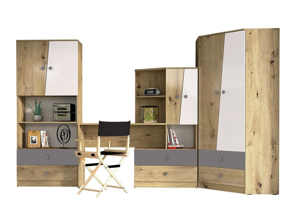 Bútorkészlet Nero IV (Wurak), Szín: Artisan tölgy + Fehér + Szürke