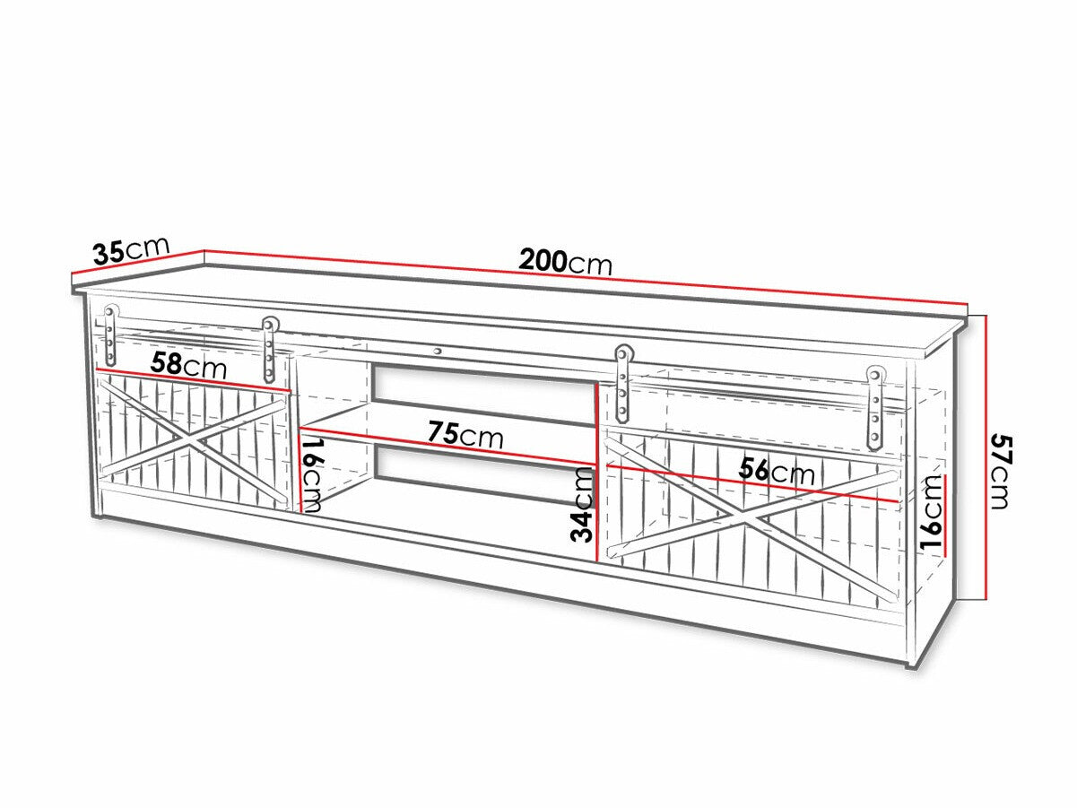 TV-állvány RTv GRANERO (RTv Sarinero) Szín: Fehér + Fényes fehér