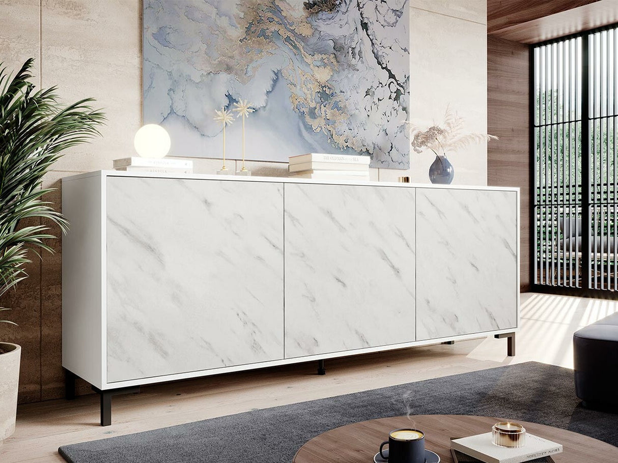 Szekrény MARMO 200 3D (Sopeleto 3D 200) Szín: Fehér + Fehér márvány