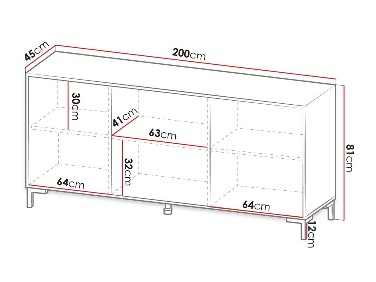 Szekrény MARMO 200 3D (Sopeleto 3D 200) Szín: Fekete + Fekete márvány