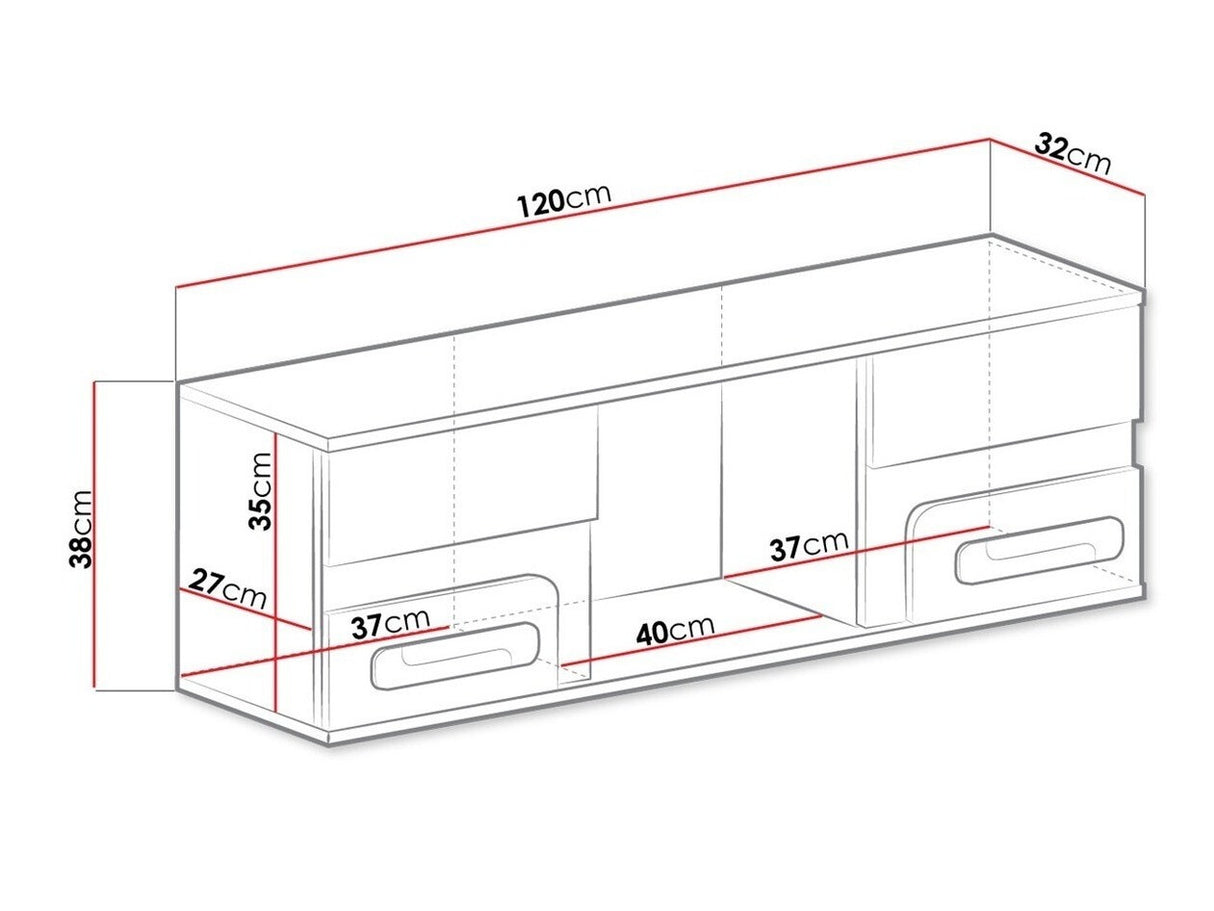 Polc Apetito 120 (Petito PE10), Szín: Antracit + Fehér