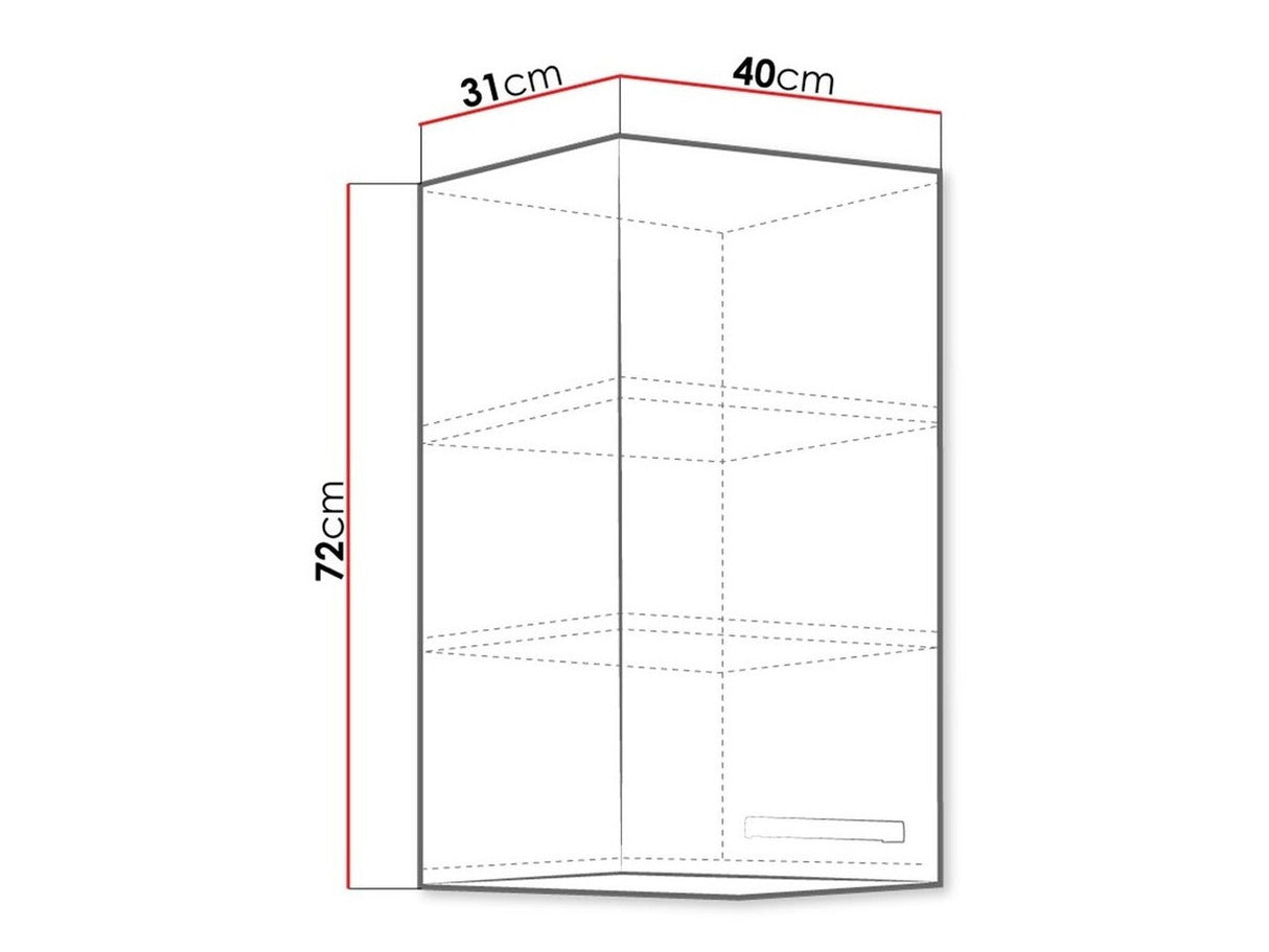 Moduláris fali szekrény Multiline 40 G-72 F (Szürke + Fényes fehér)