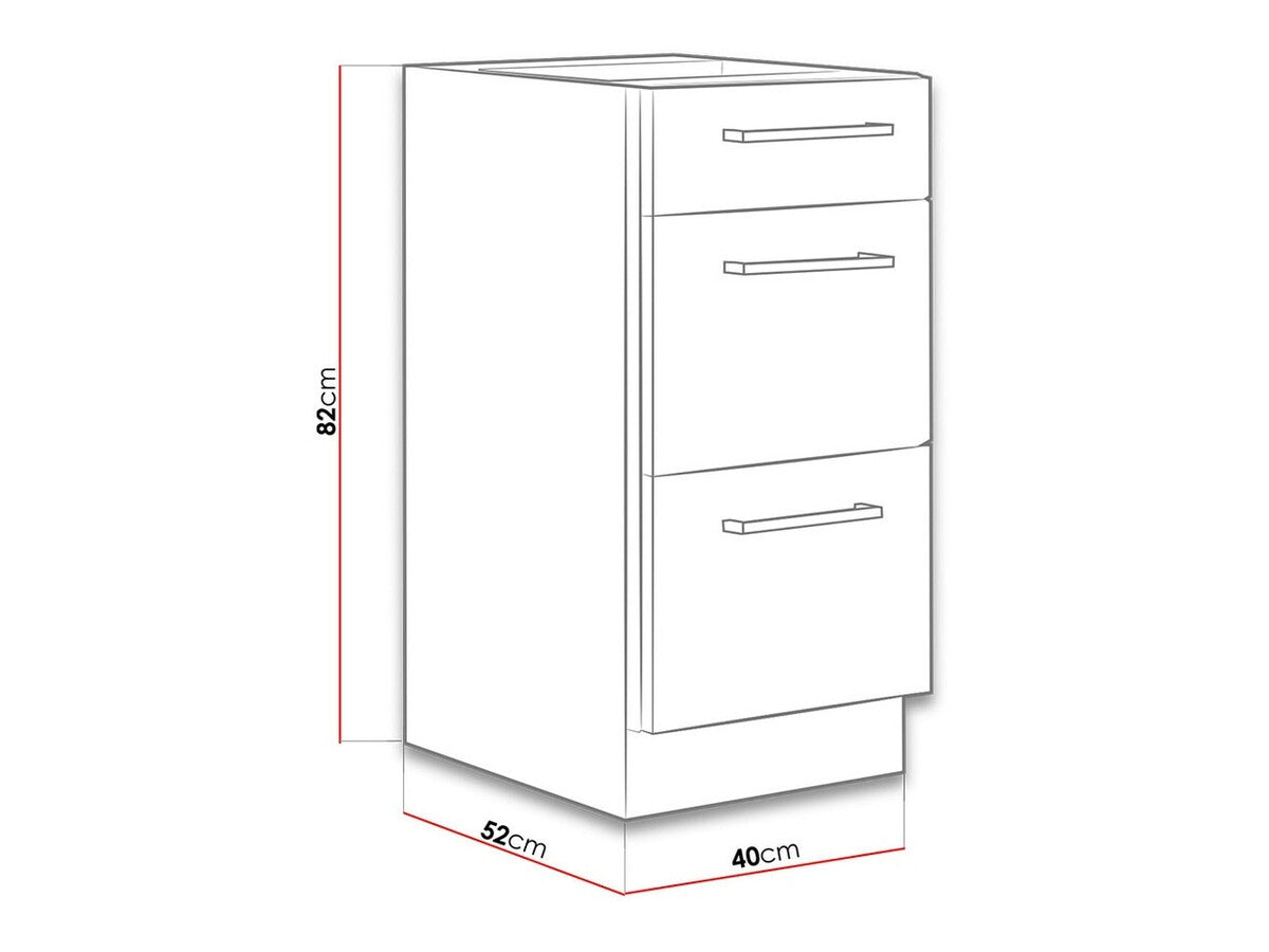 Moduláris szekrény fiókokkal Faline 40 D 3S BB (Vigo), Szín: Lándzsa tölgy + Matera szürke