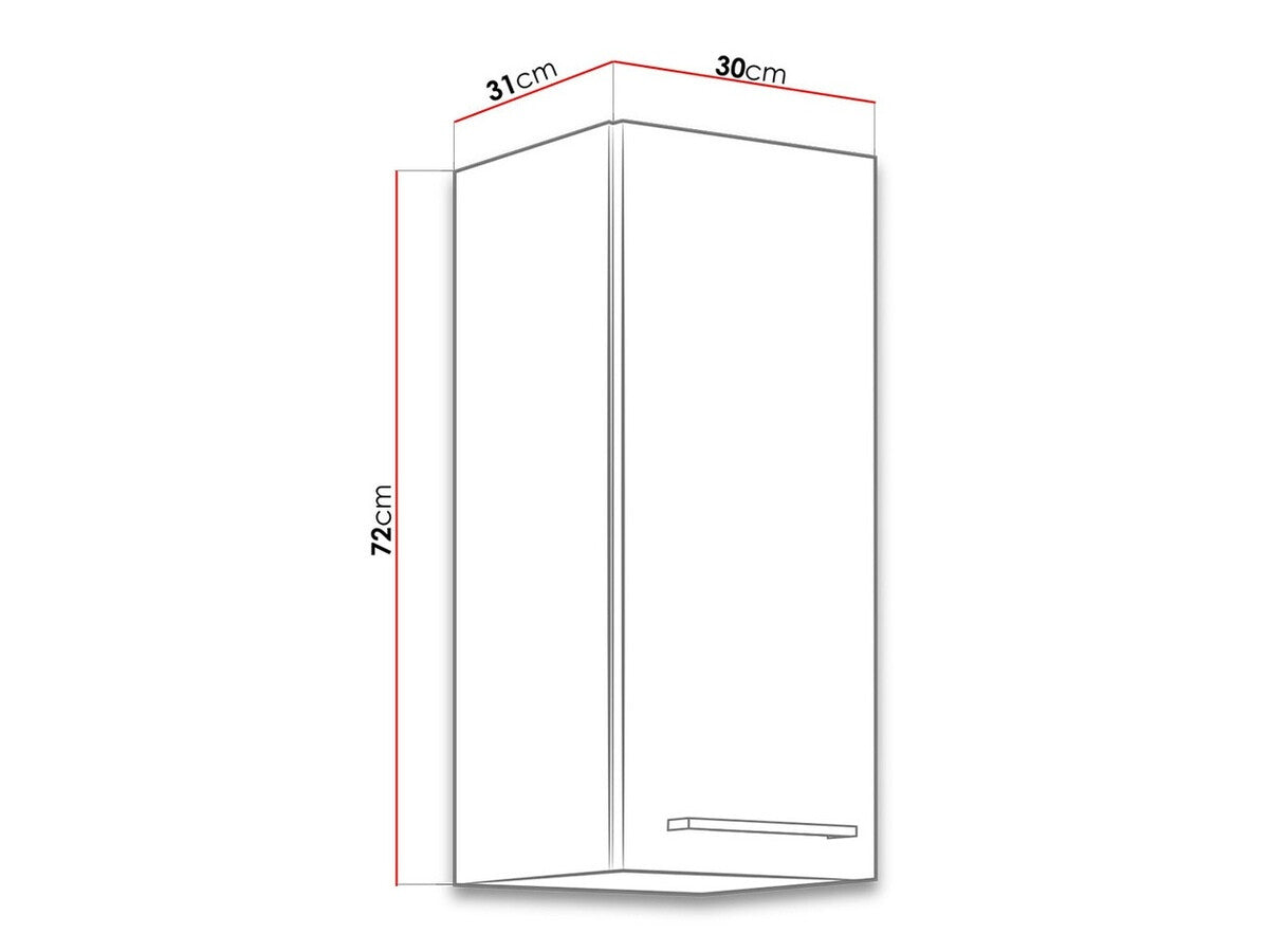 Moduláris fali szekrény Faline 30 G-72 1F (Vigo), Szín: Lándzsa tölgy + Matera szürke